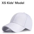 Classic solid white cotton baseball cap for kids in size XS with curved brim - Size XS (52-54CM) / White