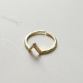 Minimalist V-shaped S925 sterling silver gold plated open ring with pavé small diamonds - J731 Convex Triangle Ring / Gold