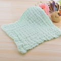 Soft six-layer light green cotton gauze square towel for infant bath and face care - Light Green