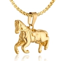 Polished gold stainless steel horse pendant necklace on a clean white background - Pendant Only (No Chain) / Gold