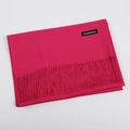Pink cashmere scarf with tassels and stitched label, soft winter pashmina wrap - Rose Red / 68x200cm
