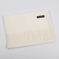 Classic white cashmere-style scarf with elegant fringe detail in a soft, folded display - Cream / 68x200cm