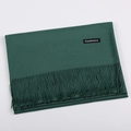 Classic green cashmere-feel scarf with elegant fringes and luxury brand label - Dark Green / 68x200cm