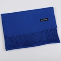 Folded blue cashmere feel scarf with tassels and authentic product label detail - Royal Blue / 68x200cm