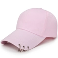 Roze canvas baseballpet met stijlvolle zilveren metalen ringen op de rand voor de look - Verstelbaar / Roze