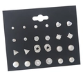 Elegante conjunto de pendientes geométricos con perlas y strass para mujer con diseños de corazones - Plateado