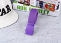 Detail of purple nylon canvas belt featuring a matching matte painted smooth buckle - Light Purple