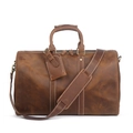 Vintage braune Reisetasche aus Crazy Horse Leder mit Griffen und Schultergurt - Vintage Braun