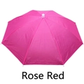 Adjustable head-mounted rose red fishing umbrella hat with white protective tips - Rose Red