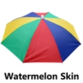 Rainbow striped hands-free umbrella hat with colorful segments for fishing and sun protection - Rainbow Striped