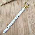 Penna a sfera bianca a pois con dettagli dorati e grande diamante in cristallo puro - Bianco a Pois Neri