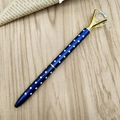 Penna a sfera blu scuro a pois bianchi con un grande diamante di cristallo sulla cima - Blu a Pois Bianchi