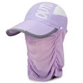 Purple outdoor foldable sun hat with wide neck flap and breathable mesh fabric - Adjustable / Lavender