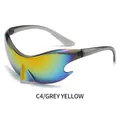 Y2K punk wrap sunglasses with grey transparent frame and yellow gradient mirrored lens - Grey Frame Yellow Lens (C4)