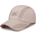 Light beige quick-dry mesh baseball cap with SPORT print and breathable side panels - Adjustable / Khaki