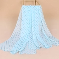 Light blue polka dot chiffon scarf with semi-transparent texture and elegant drape - 9# Blue Polka Dot