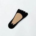Women's minimalist black five-finger invisible boat socks in premium cotton blend - One Size / Black