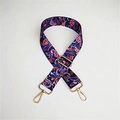 Close-up of ethnic style wide purse strap with paisley floral pattern and gold hooks - Morning Glory