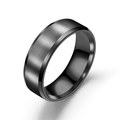 8mm matte black stainless steel ring with brushed finish and polished beveled edges - US 5 / Black