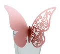 3D hollow pink butterfly paper card for glass rim decoration at weddings and parties - Pink