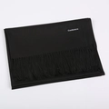 Classic black cashmere scarf with elegant tassels and stitched authenticity label - Black / 68x200cm
