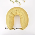 U-shaped travel neck pillow with yellow and grey stripes and adjustable buckle strap - Yellow Grey Striped