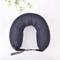 Minimalist navy blue U-shaped travel neck pillow with adjustable buckle on white background - Navy Blue Solid