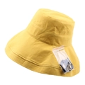 Chapeau de soleil en coton jaune pour femme avec cordon coupe-vent noir réglable - Env. 58cm / Jaune