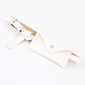 Classic white PU leather waist bag with silver buckle and adjustable matching belt - White+Silver Buckle