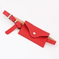 Red PU leather mini waist bag with matching belt and golden metallic buckle - Red + Silver Buckle