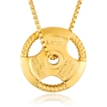 Collar de disco de pesas en acero inoxidable dorado con escritura religiosa grabada - Colgante Único (Sin Cadena) / Dorado