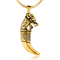 Collana con ciondolo a testa di drago in acciaio inossidabile dorato con incisioni fini - Solo Ciondolo Oro (Senza Catena)