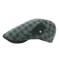 Casquette plate à carreaux vert foncé et noir en coton avec boucle métallique - Réglable / Vert Militaire