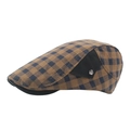 Casquette plate respirante en coton et lin avec motif à carreaux et bouton en métal - Réglable / Jaune
