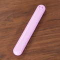 Portable light pink toothbrush travel case featuring a smiling face ventilation design - Solid Purple