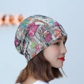 Women's lightweight printed beanie cap in grey with vibrant summer fashion pattern - M (56-58cm) / Red Beauty Graffiti