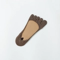 Minimalist brown five-finger invisible sock for women in a flat lay display - One Size / Coffee