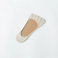 Beige minimalist low-cut five-finger cotton socks for women on a white background - One Size / Beige