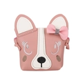 Pink dog-shaped crossbody bag with glitter bow and embroidery for little girls - Pink