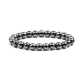 Bracciale da uomo minimalista con perline di ematite magnetica da 8mm lucido su bianco - Rotondo Magnetico