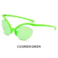 Occhiali da sole a farfalla verde neon senza montatura con lenti verdi stile C3 - Montatura Verde / Lenti Verdi
