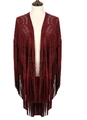 Dettaglio scialle in pelle scamosciata bordeaux con ritagli e lunghe frange - Bordeaux (25#) / Oltre 175cm
