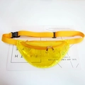 Detailed view of the yellow transparent PVC fanny pack featuring a sturdy dual zipper closure - Yellow