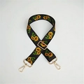 Detail of adjustable bag strap with yellow sunflower print and gold metal buckles - Sunflower