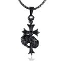 Gothic 316L stainless steel cross pendant necklace with black skull engravings - Single Pendant (No Chain) / Black