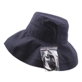 Chapeau de soleil bleu foncé pour femme avec large bord et cordon pour protection UV - Env. 58cm / Bleu marine