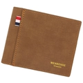 Men's brown bifold wallet in matte faux leather featuring tricolor ribbon detail - Regular Fit / Light Brown