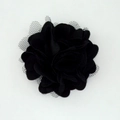 Draufsicht einer 5 cm schwarzen Stoffblume mit Wabennetz-Spitze für DIY-Zubehör und Mode - Nr. 1 Schwarz