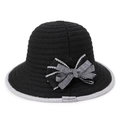 Cappello da sole in maglia nera pieghevole con fiocco grigio e design traspirante - Nero