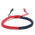 Handmade red and blue braided bracelet with adjustable knot in ethnic style - Red / Navy Blue